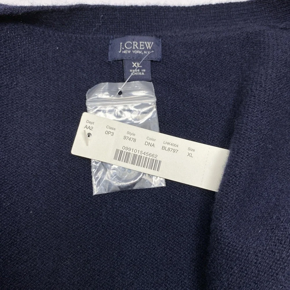 J Crew Lambswool Button Sweater Vest Mens XL Navy Blue Preppy Casual Grandpacore